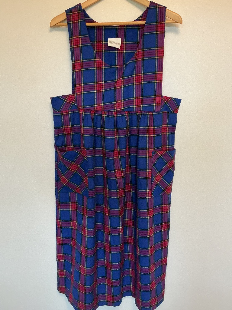 Vtg Premiere Classe Women Xs Plaid Pinafore Jumper Dress Made In Canada Grunge
